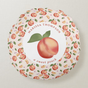 Coussins Ronds Aquarelle Peaches douce Pêche bébé fille