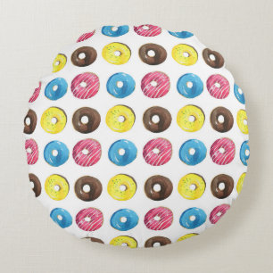 Coussins Ronds Aquarelle petits beignets, motif sans soudure.