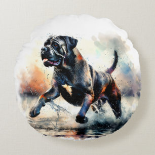 Coussins Ronds Aquarelle puissante Canne Corso chien