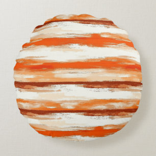 Coussins Ronds Aquarelle rayée dans les tons café et orange