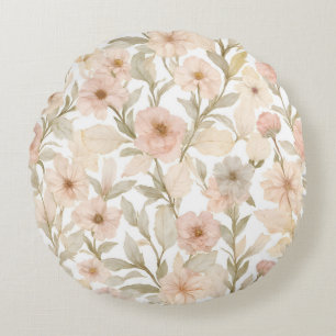 Coussins Ronds Aquarelle romantique Floral Motif sans couture à D