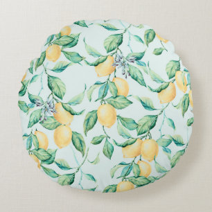 Coussins Ronds Aquarelle verte citron : Romance sans couture