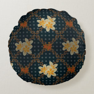 Coussins Ronds Arabesque. Vintage floral en crépis abstrait sans