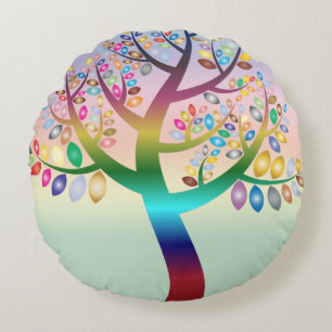 Coussins Ronds Arbre arc-en-ciel prismatique Décoratif Personnali