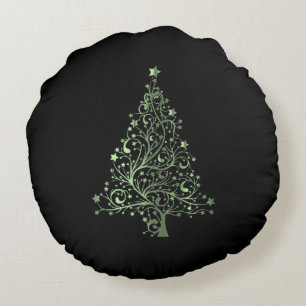 Coussins Ronds Arbre de Noël étoilé Vert noir Élégant
