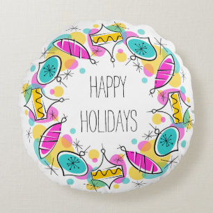 Coussins Ronds Arbre rétro Baubles Circle Vacances autour