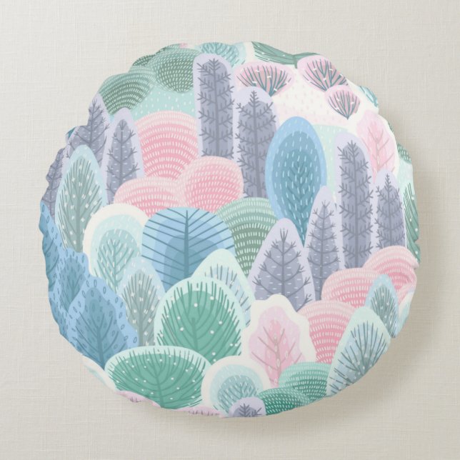 Coussins Ronds Arbres d'hiver modernes (Devant)
