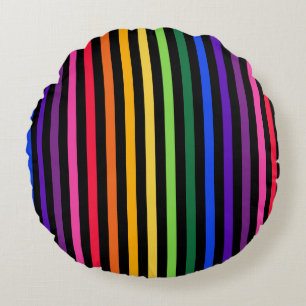 Coussins Ronds Arc-en-ciel et rayures noires