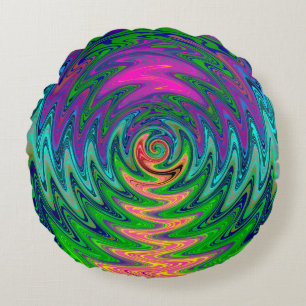 Coussins Ronds Arc-en-ciel tourbillonnant psychédélique