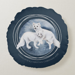 Coussins Ronds Arctic Fox Paires d'hiver Christmas Personalized