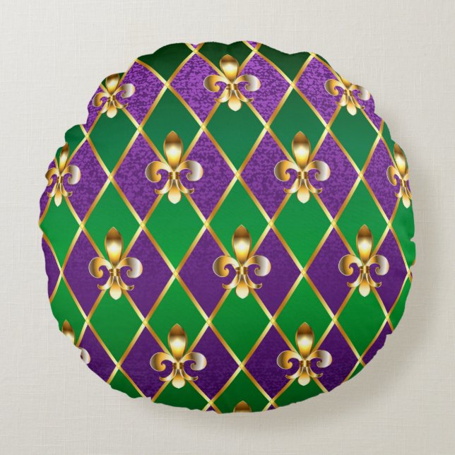 Coussins Ronds Arrière - plan de bijoux Mardi Gras (Devant)