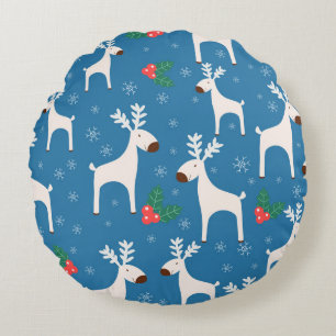 Coussins Ronds Arrière - plan d'hiver avec cerfs (motif sans soud