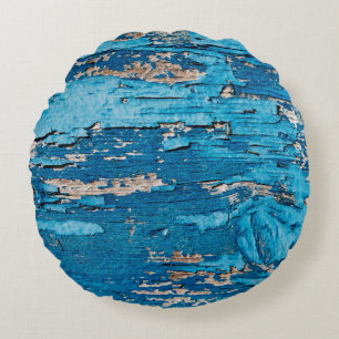 Coussins Ronds Arrière - plan en bois bleu ancien