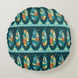Coussins Ronds Arrière - plan motif en plumes sans couture. Coule