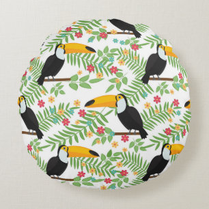 Coussins Ronds Arrière - plan motif sans couture d'oiseau tropica