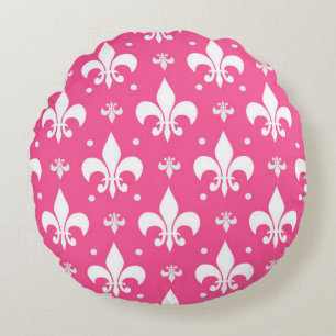 Coussins Ronds Arrière - plan rose Fleur-de-lis Motif design