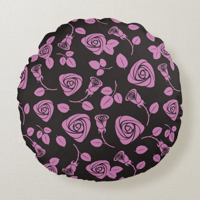 Coussins Ronds Arrière - plan rose floral (Devant)