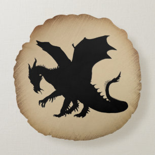 Coussins Ronds Arrière - plan rustique Black Dragon