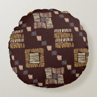 Coussins Ronds Arrière - plan tribal ethnique Brown géométrique