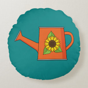 Coussins Ronds Arrosage orange avec tournesol