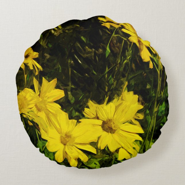 Coussins Ronds Arrowleaf Fleur sauvage Jaune Arrowley Abstrait (Dos)