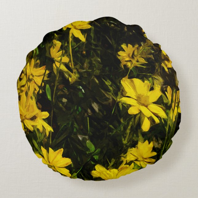 Coussins Ronds Arrowleaf Fleur sauvage Jaune Arrowley Abstrait (Dos)