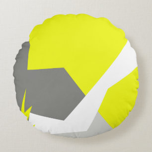 Coussins Ronds Art Abstrait Énergie gris jaune