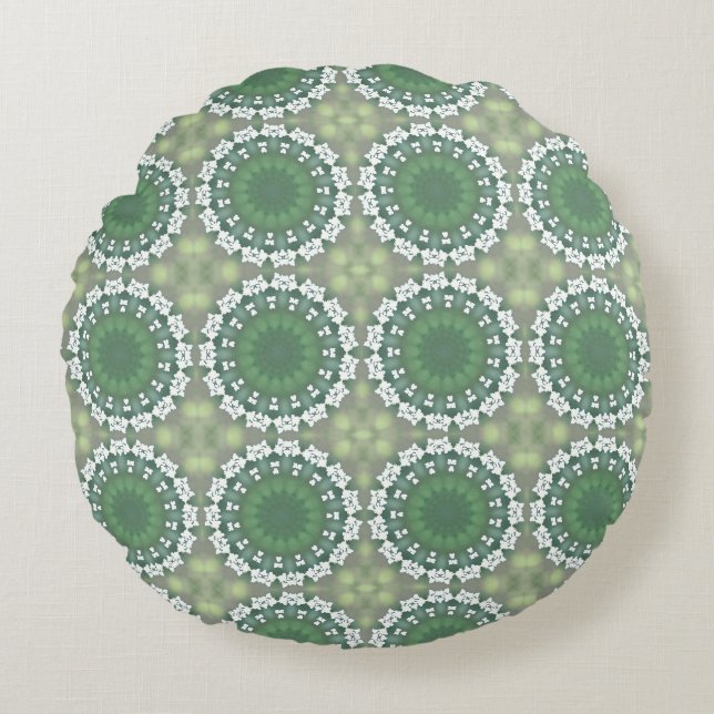 Coussins Ronds Art Abstrait Printemps Floral Moderne Motif Vert (Devant)