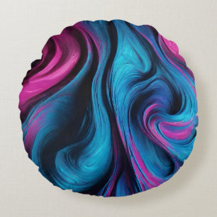Coussins Ronds Art-bleu Abstrait moderne et rose