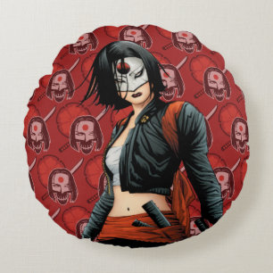 Coussins Ronds Art de bande dessinée du peloton Katana de