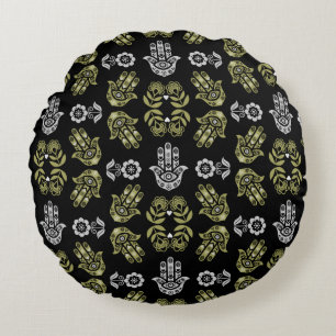 Coussins Ronds Art de protection de la main Hamsa