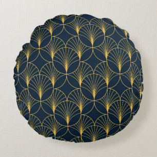 Coussins Ronds Art Déco Elégance : Motifs Ventilateurs