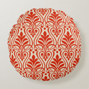 Coussins Ronds Art Déco Motif 01 - Dali's Red on Off-White