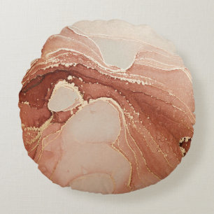 Coussins Ronds Art Liquide Luxe : Fusion d'encre de marbre