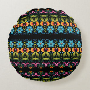Coussins Ronds Art populaire floral moderne