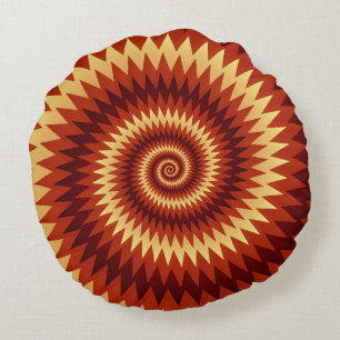 Coussins Ronds Art Spirale Rétro Inferno – Flamme Géométrique Hyp