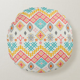 Coussins Ronds Art tribal : imprimé géométrique boho.