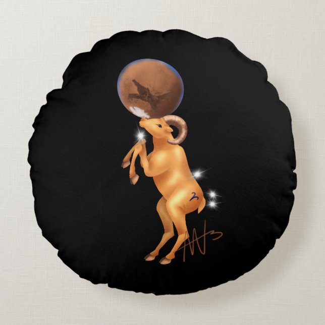 Coussins Ronds Astro Aries Mars Zodiac (Devant)