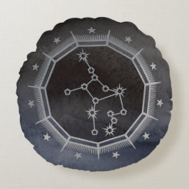 Coussins Ronds Astrologie Zodiaque foncée : Virgo Black & Silver