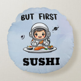 Coussins Ronds Astronaute mangeant du Sushi