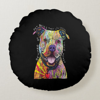 Coussins Ronds attention aux chiens Pitbull, ils vous voleront le