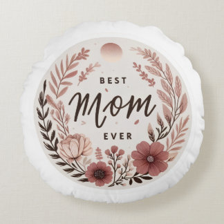 Coussins Ronds Autocollant Elegant Boho Meilleure Mère - Fleurs R