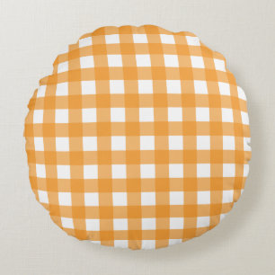Coussins Ronds Automne Automne Orange Plaid Motif