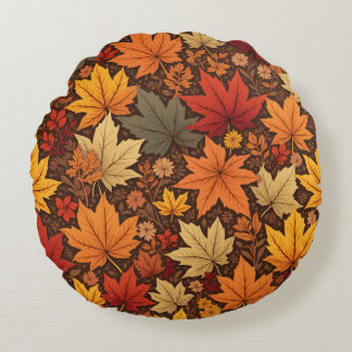Coussins Ronds Automne Feuilles Élégance