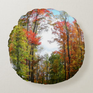Coussins Ronds Automnes Arbres et Ciel bleu Automne Photographie 