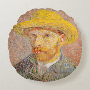 Coussins Ronds Autoportrait de Vincent Van Gogh peinture impressi