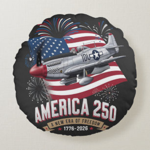 Coussins Ronds Avion du 250e anniversaire de l'Amérique