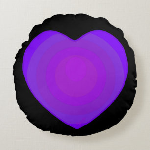 Coussins Ronds B&W Purple Hearts Beating