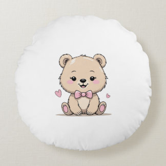 Coussins Ronds baby girl bear round pillow