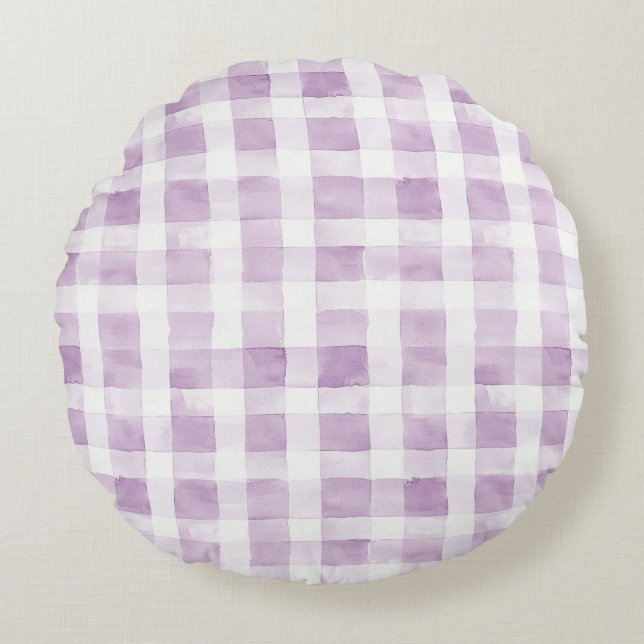 Coussins Ronds Baby Shower Rayures Violettes et Blanches (Devant)